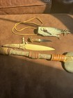 Native American Style Stone War Club  Fixed Blade Knife   Carved Sheath Set