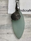 Devi   Co Sea Glass Aqua Silver Tone Scallop Shell Drop Earrings Nwt
