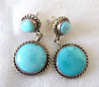 New Navajo Turquoise Drop Earrings 925 Sterling Silver 1 25  Orig  Artist s Card