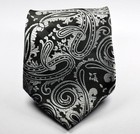 New Classic Paisley Black White Jacquard Woven Silk Men s Tie Necktie