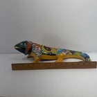 Talavera Iguana Large Mexican Pottery Folk Art Wall Art Multicolor Length 15 