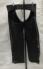 Vintage 90s Interstate Leather Belted Side Zip Motorcycle Biker Chaps Sz M