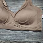 New Spanx All-in-one Wireless Bra Sz L Cafe Au Lait Cup A-c Nylon Elast