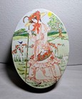 Vintage Valleybrook Victorian Style Oval Cookie Tin W  Two Handles Collectibles 