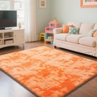 Orange Fluffy Shag Area Rug 6x9 For Kids Bedroom  Non-slip Plush Carpet