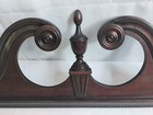 Vintage Broken Arch Style Inlaid   Carved Mahogany Pediment Crest 25  Wide