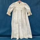 Vintage Linen Cotton Woven Heirloom Custom Made Christening Dress W cap Baptism