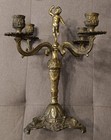 Antique Brass Candelabrum With Putto Art Nouveau Style - Vintage Collection