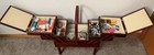 Vintage Tapestry Accordion Fold Out 3 Tier Wood Dovetail Sewing Box Loaded