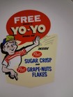 Vintage Rare Post Cereal Free Duncan Yo-yo Jr  Advertisement Collector Plate 