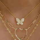 Multi-layer Butterfly Heart Necklace Trendy Chunky Women Fashion Jewelry 12-10