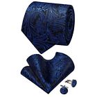 Men s Tie Silk Blue Tie And Pocket Square Cufflinks Tie Clip Set Formal Busin   