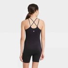 Girls  Stretch Seamless Cross Back Strappy Biketard Leotard Black Xs  4 5 