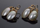 Designer Earrings 14k Gold Diamond Mabe Pearl C 1960