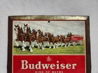 Vintage 1950s Budweiser Beer Tin Litho Clydesdales Sign Jems Metal Stamping 
