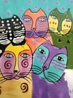 Vintage Laurel Burch  Decorative Tile Hot Plate 1998 Fantastic Feline Ceramic