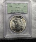 1922 Peace Silver Dollar Ms63 Pcgs