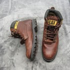 Caterpillar Work Boots Men 11m Brown Steel Toe Leather Second Shift Lace Up