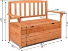 Outdoor Wood Storage Bench  Wooden Large Deck Box W seating   Armrest waterproof