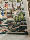 Vintage Petit Point Needlepoint Pastoral Scene  Partially  Finished   18  X 15 