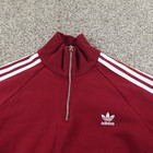 Adidas Sweatshirt Womens M Red Firebird Trefoil Pullover 1 4 Zip Jacket Sweater