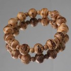 Japanese Juzu-style Bracelet Thirteen Buddhas Carving Yakusugi W box 17cm  s25