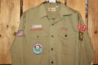 Boy Scouts Of America Men s Adult Shirt Medium     Green Vintage Sewn On Patches