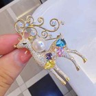Luxury Gold Reindeer Brooch Pin   crystal Rhinestone Christmas Jewelry Gift Women
