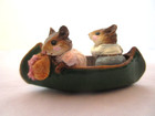 Wee Forest Folk Mouse Figurine Two In A Canoe Ms-11 Green Mint Condition   Box