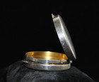 Antique vintage Plain Round Sterling Silver Pill   Snuff Box With Gilt Interior