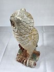 Vintage Owl Sculpture Chalkware Statue  Large 10  Tall Very Old 1940s