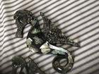 2 Vintage Lucite Abalone Shell Faux  Seahorses Black 8     4 5    Shimmering Colors