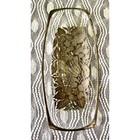 Vtg Georges Briard Glass Gold Floral Mcm Serving Tray Barware Dish Grannycore