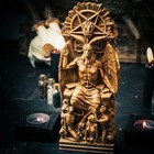 Baphomet Statue Wooden Horned God Handmade Oak Sabbatic Goat Occult Decor