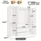 71  Armoire Wardrobe Closet 6 Doors Drawers Mirror Hanging Rod Bedroom Storage