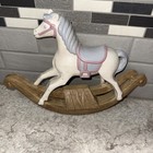 Vintage Burwood Wall Hanging Rocking Horse Pony Plaque Pink Blue Nursery Decor