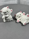 Vintage Ceramic Persian  White Cat Figurines Set Of 2 Playful Kittens Decor
