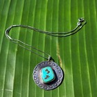 Vintage Navajo 925 Sterling Silver Turquoise Pendant Necklace Blue Arrowhead