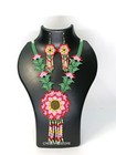 Handmade Flowers Seed Beaded Jewelry  Boho Style Necklace With Matching Earrings