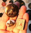        Huge Antique Victorian   Vtg  Button Buttons Lot Glass Mother Of Pearl Birds