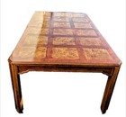 Vintage Oak And Burl Mid-century Parquet Dining Table Extendable Antique 