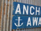 10  X 24 Inch Wood  anchors Away  Sign Nautical Seafood   s327c 