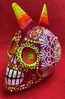 Mexican Folk Art Day Of The Dead Papier-m  ch   Exquisitely Painted Mohawk Skull