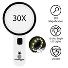 Magnifying Glass Light 30x Lighted Magnifier Handheld Large Reading Aid Seniors