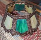 Antique Slag Glass Shade Only Greens Gorgeous   Ornate 