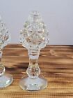 Vintage Large Pedastal Crystal Cut Glass Salt And Pepper Shakers 6  Tall Set