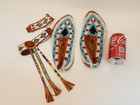 Vintage Native American Moccasins Leather Glass Beaded   2 Armbands Estate Sale