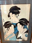 Large 21 x28  Kitagawa Utamaro Three Beauties Of The Present Day Woodblock Print