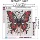 Black Butterfly W Skulls  Red Flowers On Wings 5d Diamond Full Drill Dot Gem Kit