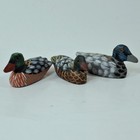 3 Miniature Duck Decoy Figurines Hand Painted Carved Wood Ducks 2  Free Shipping